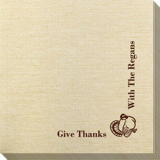 Corner Text with Turkey Design Bamboo Luxe Napkins